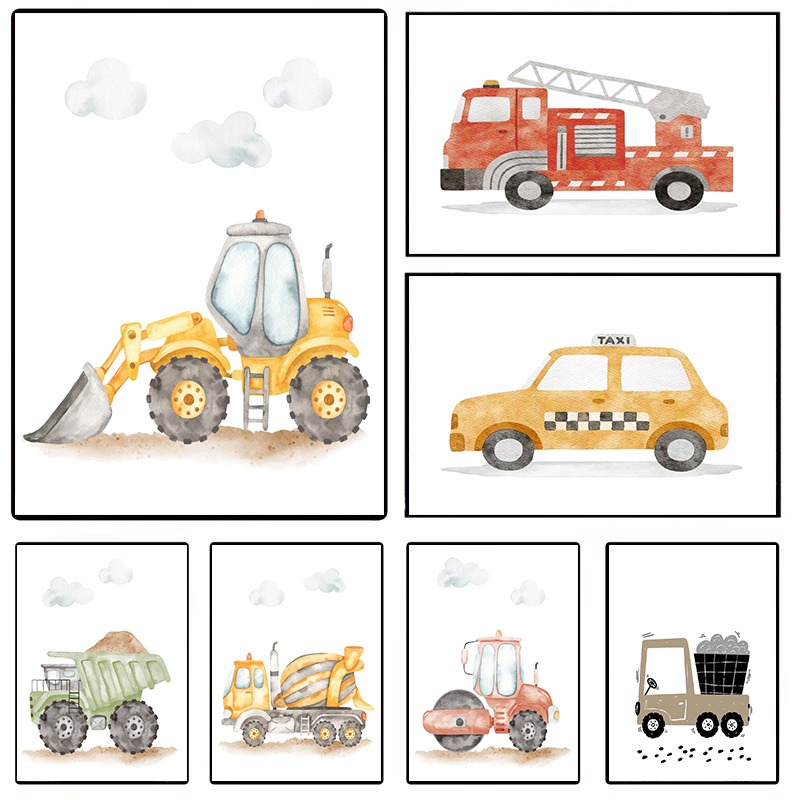 Heavy Equipment Background - Veicoli ad acquerello Arte della parete