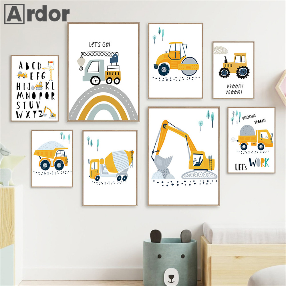 Bambino Poster Cartoon Trattor - Heavy Equipment Background recensione e prezzo