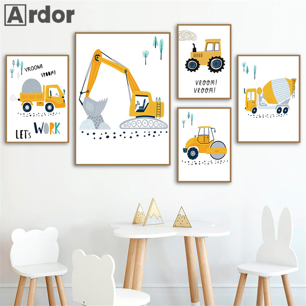 Bambino Poster Cartoon Trattor - Heavy Equipment Background recensione e prezzo